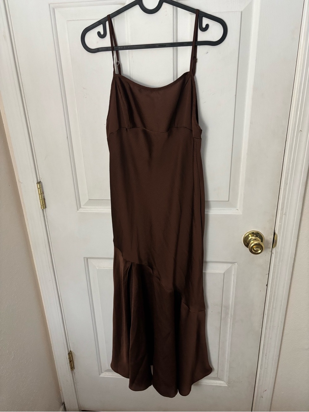 Free People Brown Satin Slip Maxi Dress